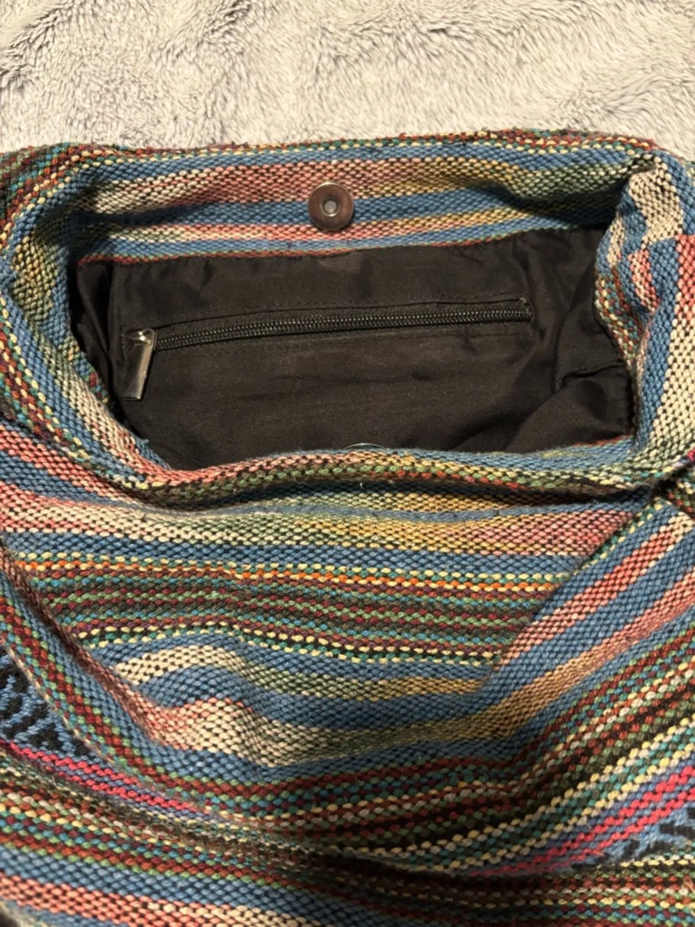 Handwoven Multicolor Striped Shoulder Bag - Boho Tote - Picture 5 of 10